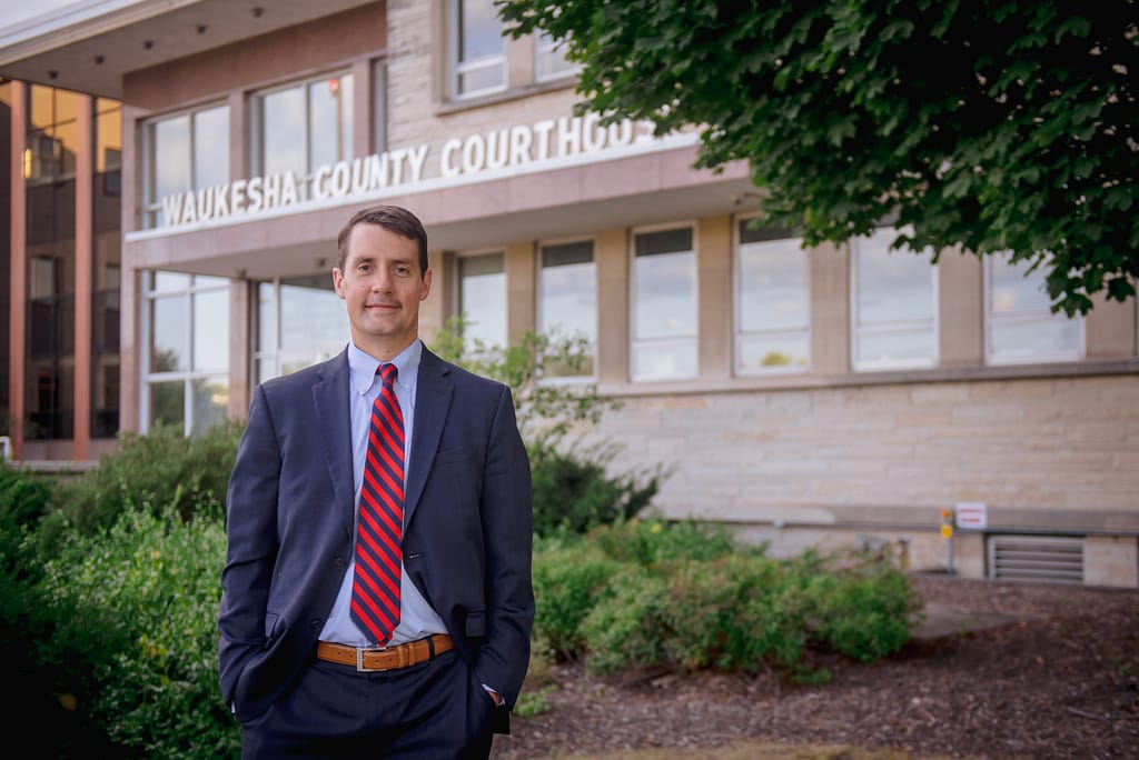 Mike Thurston outside Waukesha County Courthouse